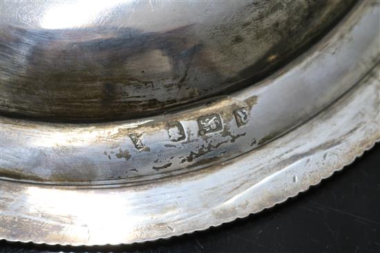 A George III gadrooned silver dish, London 1772 500 grams